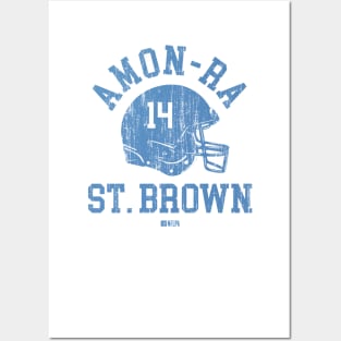 Amon-Ra St. Brown Detroit Helmet Font Posters and Art